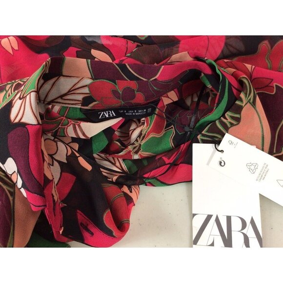 Zara Floral Blouse Womens Small New $49 - Picture 6 of 8